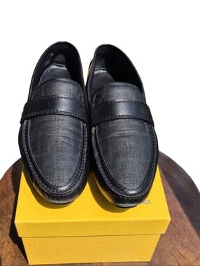Fendi FF Driver Leather Loafers, 10.5, Black